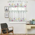 thumbnail image 5 of Floral 3pcs Kitchen Curtain Valance and Tiers Set, Small Window Valance Curtain Insulated Blackout Drapes with 2 Tiers Curtains for Kitchen Bathroom, Colorful Flowers Butterflies Eucalyptus Leaves, 5 of 6