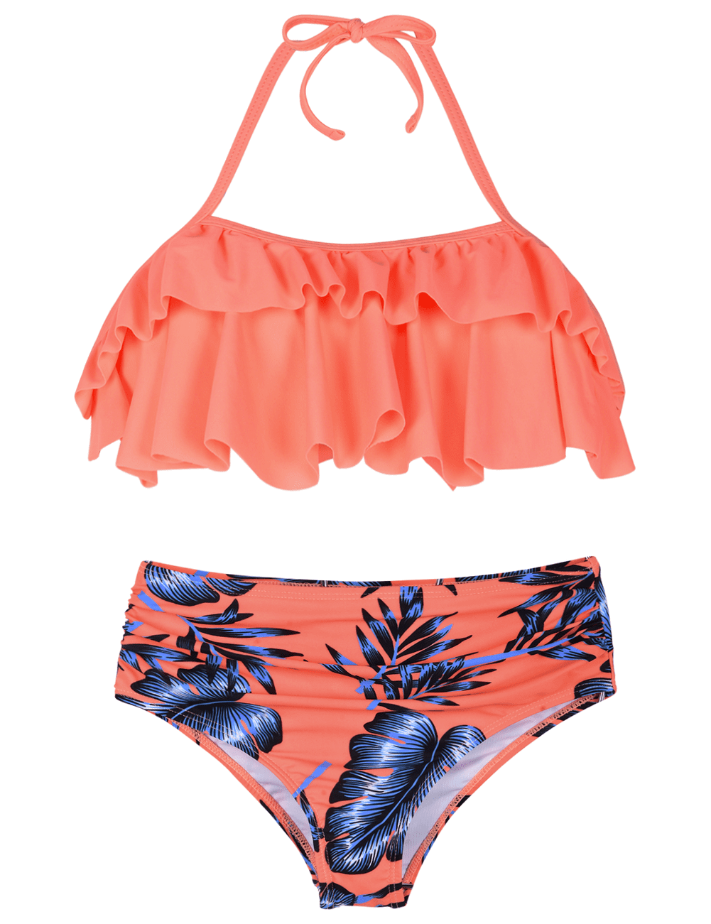 Hilor Girl's Bikini Set Flounce Two Piece Swimsuits Kids Ruffled Bathing Suits Swimwear 