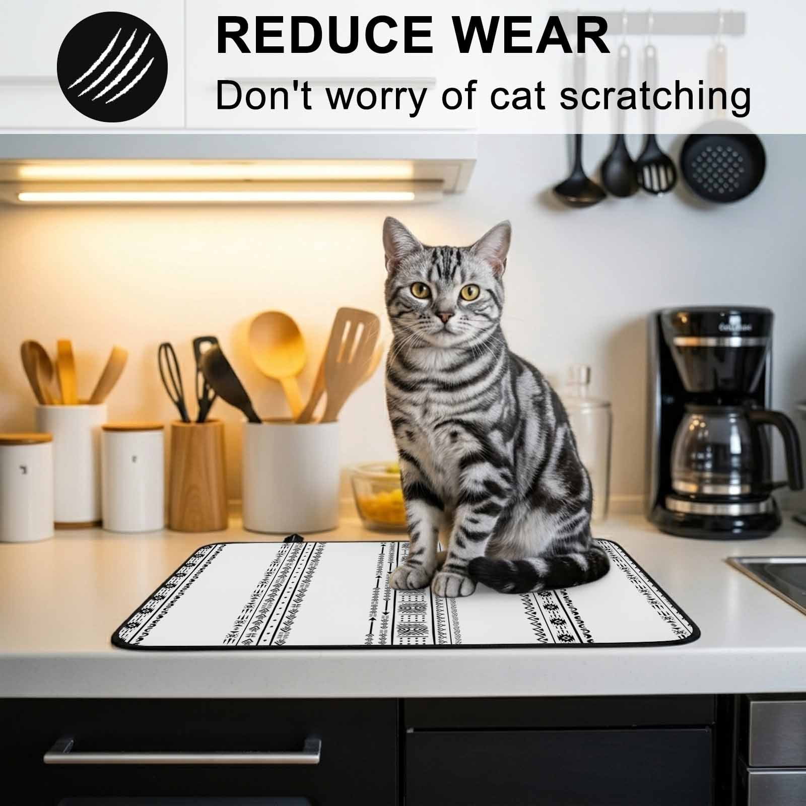 Black Geometric Stove Top Cover for Electric Stove, Heat-proof & Non Slip Glass Top Stove Cover Protector, Boho Lines White Modern Abstract Art Kitchen Flat Cooktop Rubber Mat 31x24 Inches
