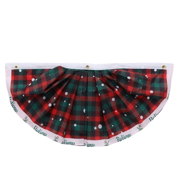 Christmas Bunting,Christmas Pleated Half‑Fan Plaid Bunting Banner,Xmas Buffalo Plaid Half Fan Banner Flag,Plaid Snowflake Printed Half‑Fan Banners,Christmas Tartan Fan Shaped Pennant for Porch