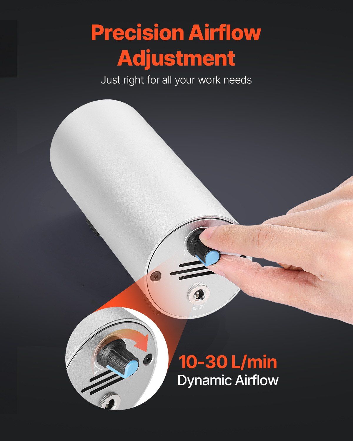 Laser Engraver Air Assist Kit, 30L/min Adjustable Flow, Works with 20W+ Cutters