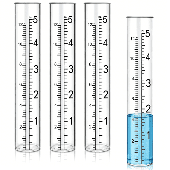 GJX 5" Capacity Rain Gauge Replacement Tubes,4 Pcs Plastic Rain Gauges Tube for Garden Yard Home Outdoor,Clear Rain Gages