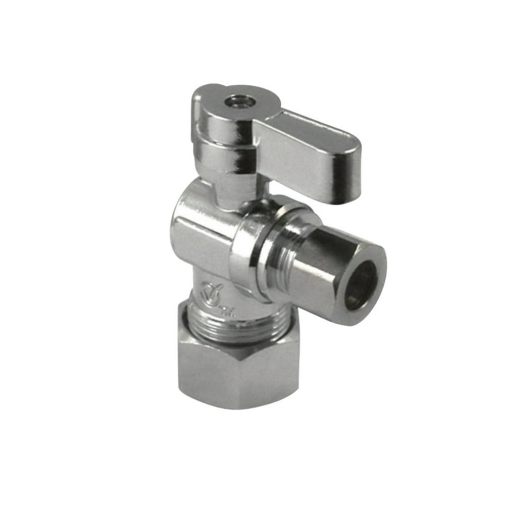 5/8" O.D. Comp x 3/8" O.D. Comp Angle Shut Off Valve, Polished Chrome