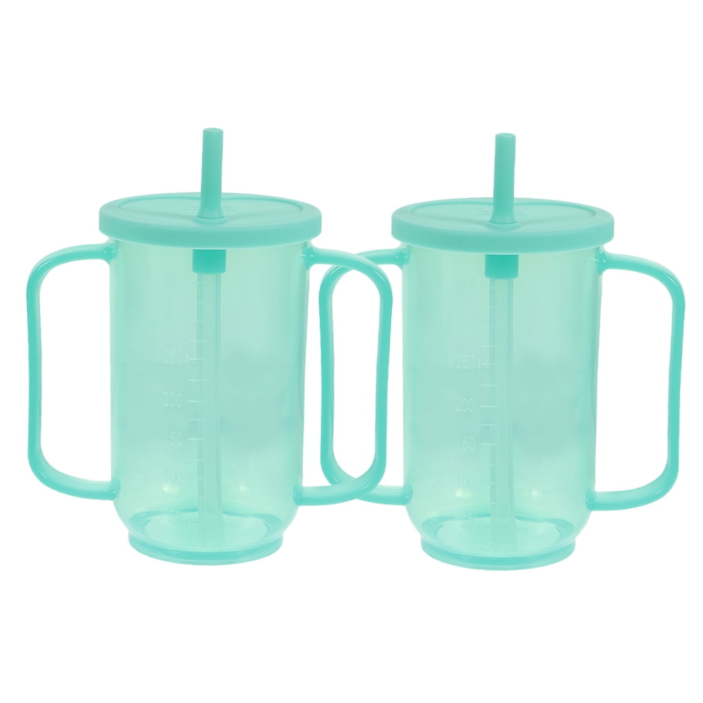 FOMIYES 2-Pack Spill-Proof Drinking Cups with Lids and Straws for Adults and Seniors, Ergonomic Design, Easy to Use and Clean