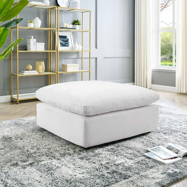 Accent Chair Ottoman Velvet White Modern Contemporary Urban Design Living Lounge Room Hotel Lobby Hospitality