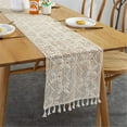 thumbnail image 1 of Vintage Macrame Table Runner, Handmade Crochet Lace Embroidery Table Runner, Boho Cotton Tablecloth with Tassels for Wedding Dining Table (A.30 x 160 cm), 1 of 7