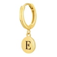 thumbnail image 3 of Sterling Silver 18K Gold Plated Initial E Disc Drop Huggie Earring, Half-Pair, 3 of 7