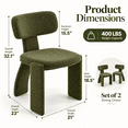 thumbnail image 2 of Aukfa Upholstered Dining Chairs Set of 2, Teddy Boucle Kitchen Chairs with Curved Backrest, Modern Minimalist,Green, 2 of 9