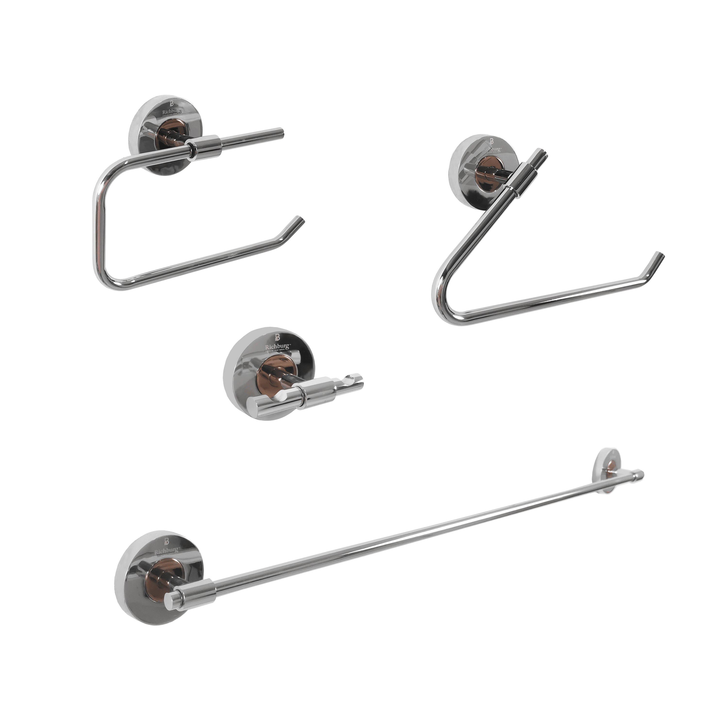 4Piece Polished Chrome Premium Towel Bar Set SS304 Bathroom D?cor