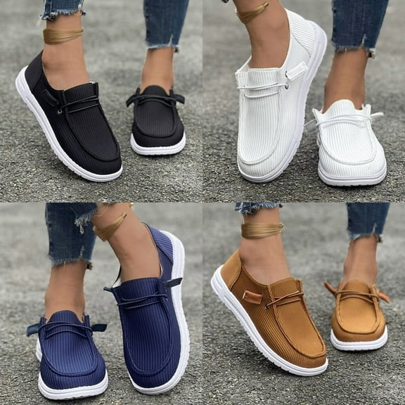 Women's Slip-On Loafers - Breathable Linen Boat Shoes with Arch Support | Lightweight & Comfortable for Walking, Work, Travel | Casual Driving Shoes for Women