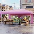 thumbnail image 4 of Gymax 10 X 20 FT Pop up Canopy Tent w/ 6 Sidewalls Wheeled Bag 6 Sandbags 10 Stakes Pink, 4 of 10