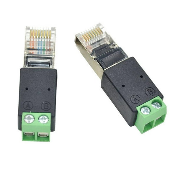 jztuppconn 2pcs RJ45 Male to 485 RS485 2 Pin (4 5P) Screw Terminal Adapter Connector Converter Splitter CCTV DVR (A to Pin 4, B Connect to Pin 5)