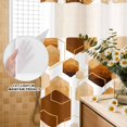 thumbnail image 2 of No Hook Shower Curtain with Built-in Rings - Orange White Gold Geometric Washable Waterproof Fabric Bathroom Curtains for Hotel,Rentals, 72X 96 Inch Extra Long , Modern Abstract Hexagon Pattern, 2 of 9