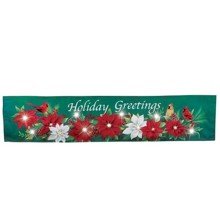 Christmas Banner - Poinsettia Outdoor Christmas Banner Decoration with Lights
