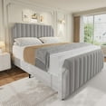 thumbnail image 2 of YUSAZENS Queen Size Velvet Bed Frame with 50.2" Tufted Headboard & Footboard, Nailhead Trim, No Box Spring Needed, Noise-Free, Grey, 2 of 7