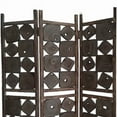 thumbnail image 2 of Contemporary 3 Panel Wooden Screen with Square Log Cut Inset, Brown - Saltoro Sherpi, 2 of 5