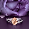 thumbnail image 1 of Gorgeous Art nouvea 1.50 Carat Oval Cut Morganite And Diamond Moissanite Twirled Style Engagement Ring, Wedding Ring in 10k Solid White Gold, Gift For Her Promise Ring, Silver, White Gold, 1 of 3