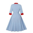 thumbnail image 3 of Elegant 1950s Cocktail Dresses for Women 3/4 Sleeve Vintage Color Block Swing Empire Waist Evening Party Dress, 3 of 6