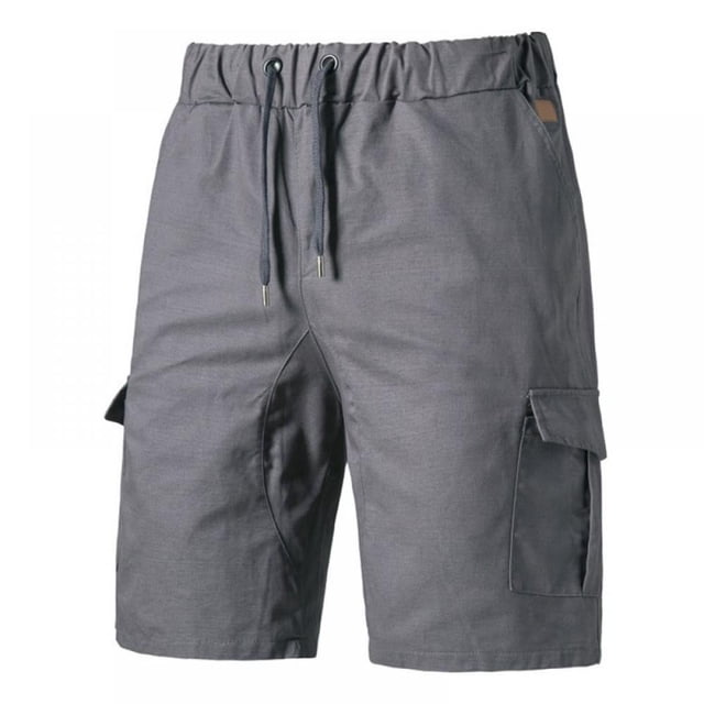 Pantalones cortos cargo para hombre, cintura elástica, corte holgado, bolsillos grandes, clásicos, informales, elásticos.