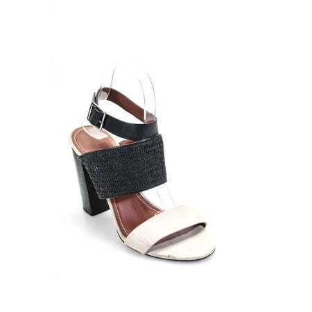 

Pre-owned|Elizabeth and James Womens Ankle Strap Blocked Heels Black Size 8.5