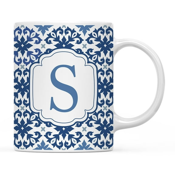 Koyal Wholesale Ceramic Coffee Mug, Moroccan Monogram  S