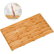 Bamboo Wooden Bath Floor Mat for Luxury Shower - Non-Slip Bathroom Waterproof Carpet for Indoor or Outdoor Use (31.3 x 18.1 x 1.5 Inches)