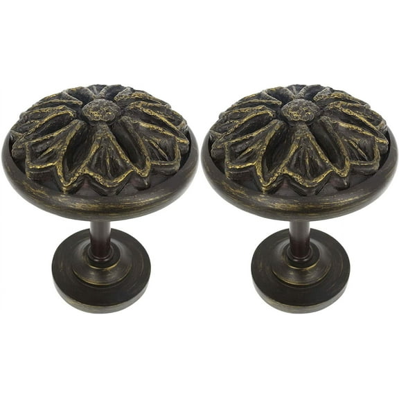MERIVILLE Set of 2 Petal Window Drapery Medallion Holdbacks, Curtain Tiebacks, Wall Hook, Tassel Holder, Bronze