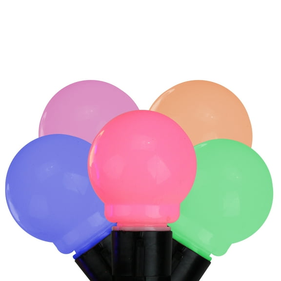 10 Pink and Blue Mini Glass LED Christmas Lights - 15 ft Black Wire