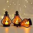 thumbnail image 4 of Small Halloween Pumpkin Lantern with Flickering LED, Portable Jack-O-Lantern for Kids, Flame Outdoor Hanging Kerosene Lamp, Christmas Decor Lantern, Indoor Candle Lights, 4 of 8