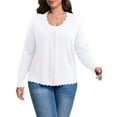 thumbnail image 3 of Cueply Plus Size Cardigan for Women Open Front Button V-Neck Long Sleeve Ribbed Wave Edges Lightweight Sweaters, 3 of 9