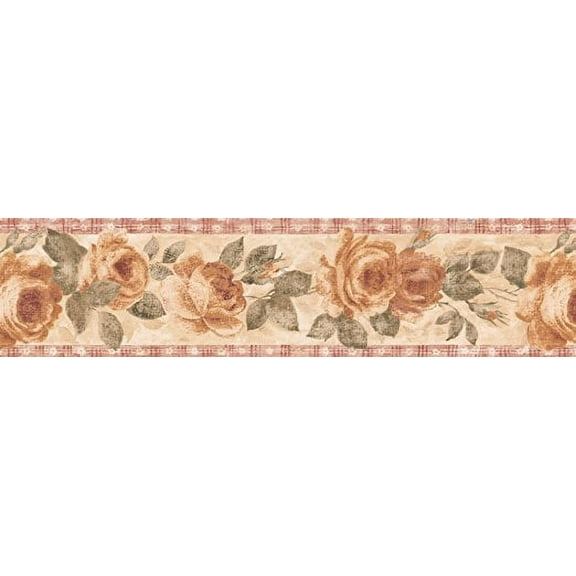 879679 Distressed Floral Wallpaper Border IB4035b