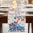 thumbnail image 3 of Table Runners 70 Inches Long Dress Scarves, Independence Day Farmhouse Coffee/Dining/Kitchen Table Decor, Holiday Table Runner, Farmhouse American Flag Truck Star Burlap 13x70 Inch, 3 of 9