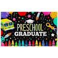 thumbnail image 2 of Colorful Preschool Graduation Themed Banner with School Bus Crayons and Party Elements Backdrop Decorations for Preschool Graduation Parties Photography Props Celebration Decor Party Supplies, 2 of 7