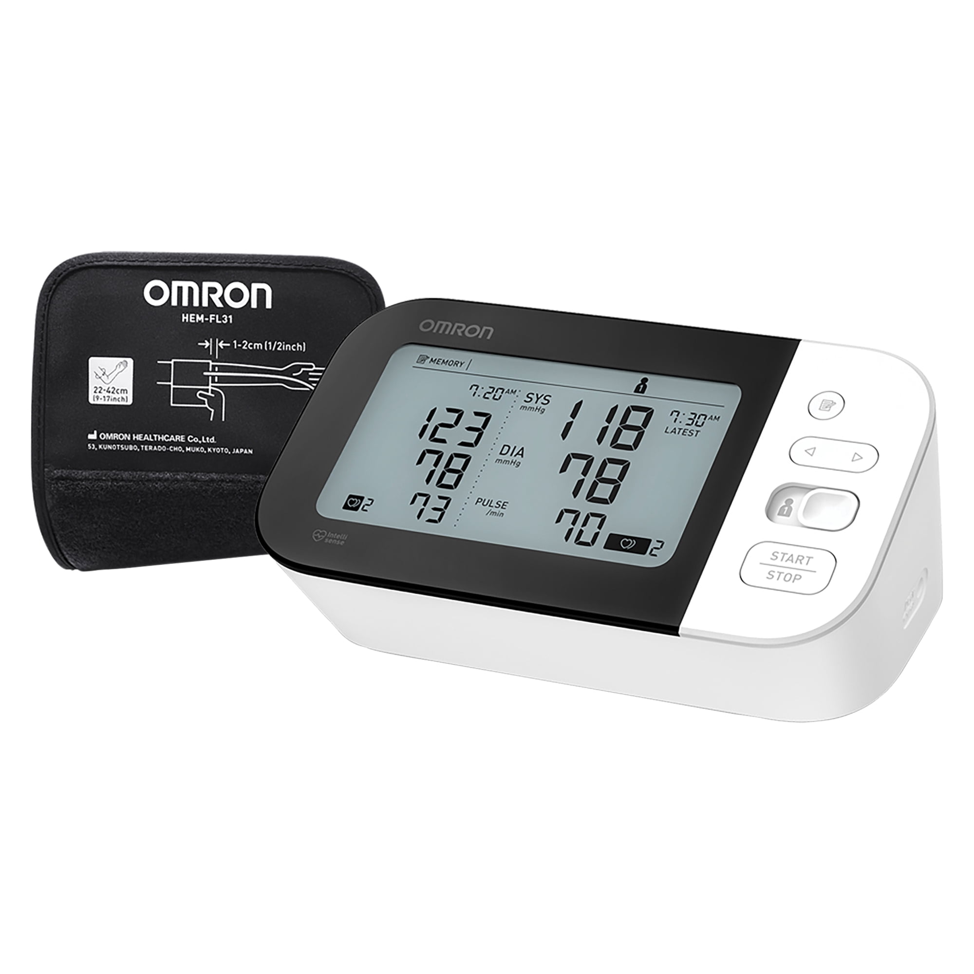 Omron 7 Series Wireless Upper Arm Blood Pressure Monitor & AC Adapter, BP7350