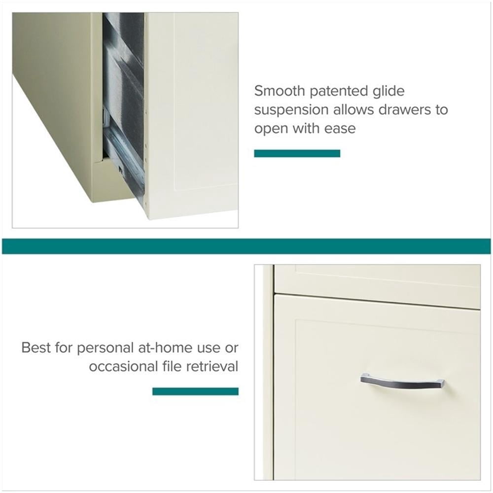 Pemberly Row 18" 4-Drawer Traditional Metal Filing Cabinet in White