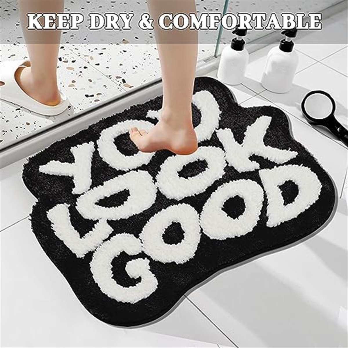 You Look Good Bath Mat Cute Bathroom Rugs Non- Absorbent Shower Rug for Bathroom Decor Kitchen Living Room