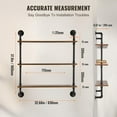 thumbnail image 3 of VEVOR Industrial Pipe Shelf, 3 Tier 32x7.87in, Wall-Mount Floating Rustic Wood Shelves Bracket Display Bookshelf, Storage Rack Sundries Holder for Kitchen Bedroom Bathroom Living Room, Black, 3 of 8