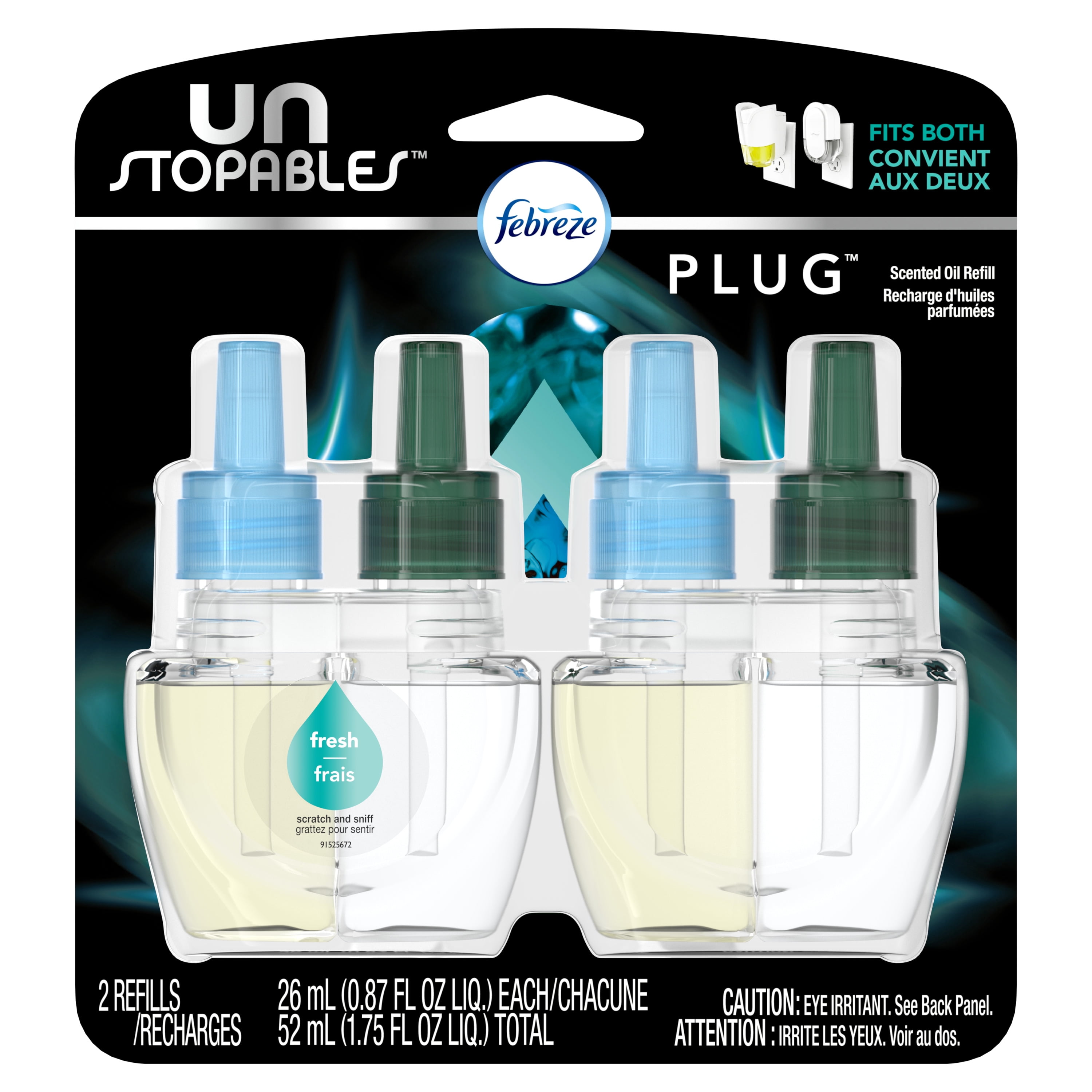 Febreze Unstopables Plug OdorEliminating Air Freshener, Fresh, 2 Ct