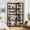thumbnail image 5 of NUMENN 5 Tier Corner Bookshelf, Modern Corner Bookcase, Large Open Shelf Bookcase, Tall Bookshelves Storage Display Rack for Bedroom, Living Room and Home Office, Vintage, 5 of 7
