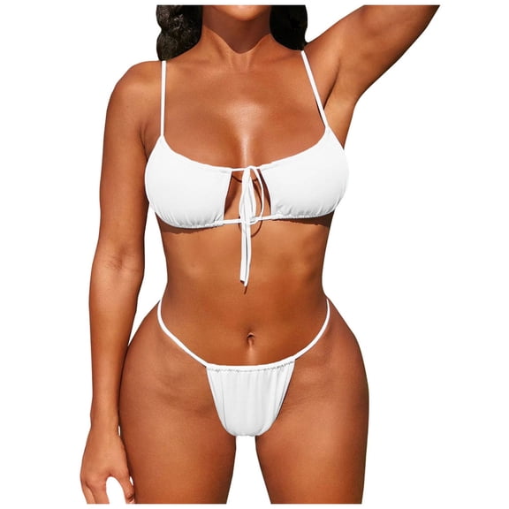 DOPI Women Bandeau Bandage Bikini Set Push-Up Brazilian Swimwear Beachwear Swimsuit