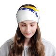 thumbnail image 3 of Womens Bosnian Flag Map Slouchy Beanie Cap Headwear Hat Turban, 3 of 7