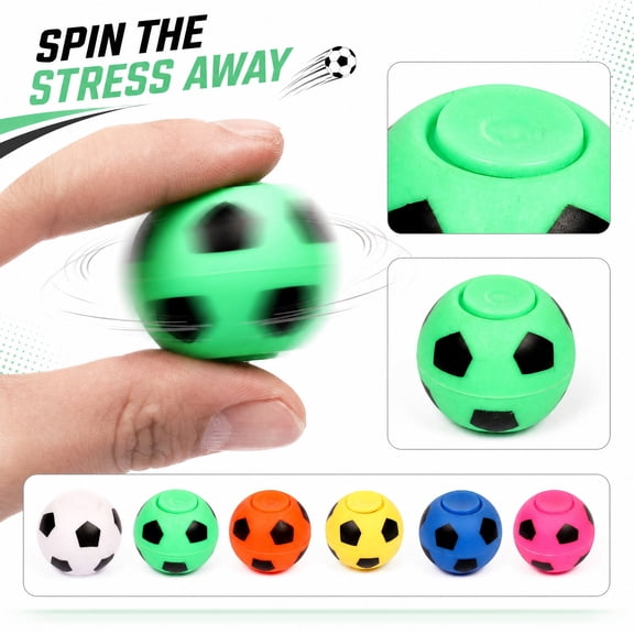 Cthrlog Mini Fidget Spinners Soccer Ball Toys for Kids, Soccer Party Favors Goodie Bag Stuffers, Rotatable Soccer Finger Stress Balls for Classroom Prizes color