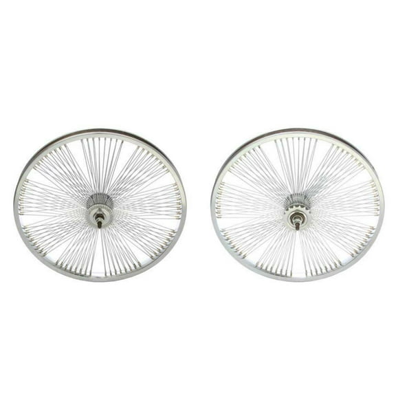 Chrome 20" FAN 144 Spoke Wheel Set. Front and Back Coaster Wheel