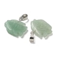 thumbnail image 2 of 20pcs Natural Green Aventurine Pendants with 201 Stainless Steel Finding Fish 19x20x5.5mm Hole: 4x7mm, 2 of 3