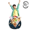 thumbnail image 3 of Cartoon Storage Toy Bag Chair, Funny Rabbits Traveling to Space Stars on Carrot Dream, Stuffed Animal Organizer Washable Bag, Large Size, Petrol Blue Orange, by Ambesonne, 3 of 3