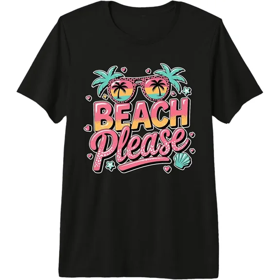 Women's Casual Summer Beach Please Graphic T-Shirt
