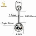 thumbnail image 2 of Surgical Titanium Belly Button Ring Bar with Zircon - 14G 8mm 10mm 12mm Body Jewelry, 2 of 10