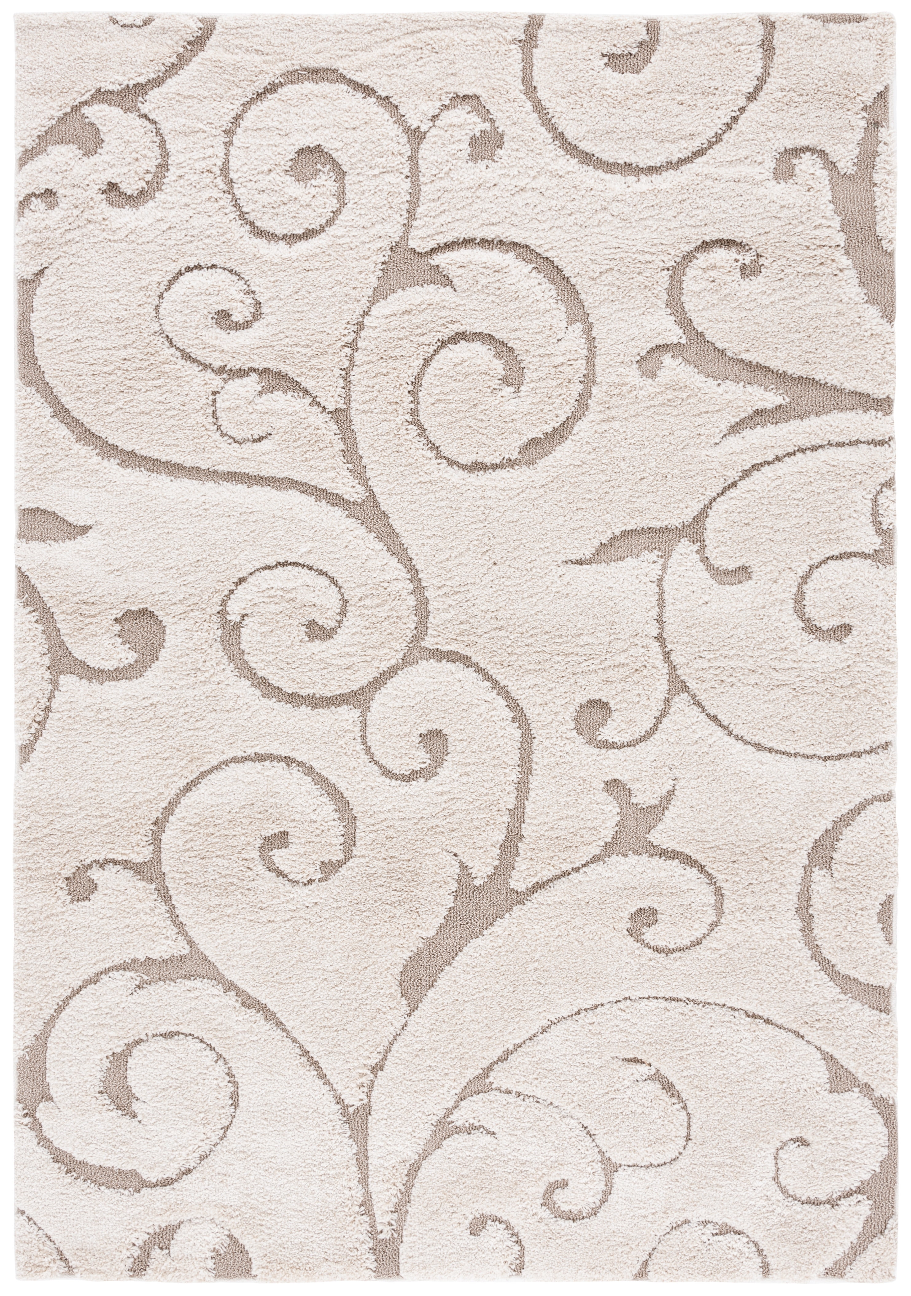 Safavieh Florida Doug Floral Vines Geometric Shag Area Rug, Cream/Beige, 6' x 8'