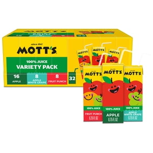 Mott's 100% Apple Juice Variety Pack, 6.75 fl oz, 32 Pack Boxes