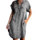 thumbnail image 4 of Women Denim Shirt Dresses Short Sleeve Distressed Jean Dress Button Down Casual Tunic Top, 4 of 5